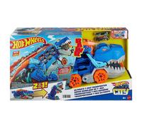Pista de juguete para autos Hot Wheels City, transportador de dinosaurios T-Rex definitivo para m s de 20 veh culos, se transforma en dinosaurio