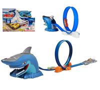 Pista de tiburón Maxi pistas de juguete Giro de la Muerte 360° Pistas Coches Flexible Shark Track Pista Giro de la Muerte Coche de Metal Incluido Pistas Loop Acrobática Coche con Lanzador (a)