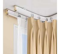 Pista flexible de aluminio curvado doble para techo/pared de 10 pies, varillas de montaje flexibles para separadores de habitaciones, espacios personalizables, acabado blanco, perfecto para decoración