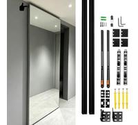Pista invisible de alta resistencia para puerta corrediza con espejo, riel de aleación de aluminio para puerta de granero fantasma con accesorios, riel interior suave y silencioso de cierre suave