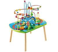 Pista mesa aventura selvática de Hape, mesa de actividades infantil con accesorios, imágenes de escenas africanas, mesa de tamaño infantil para jugar solo o en grupo