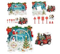 Pista Puzzle - Set Coche & Tren para Niños, Juguete Eléctrico Mapa Ciudad Construcción | Pista Educativa Aprendizaje 3-6 Años | Regalo Navidad Cumpleaños Niños Niñas, Juego Locomotora