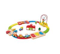 Pista rompecabezas arcoíris de Hape, tren de juguete para niños y niñas de 18 meses, juguete educativo infantil, desarrolla habilidades motoras importantes y proporciona horas de diversión