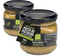 PISTACHOS NAZARIES Pasta de Pistacho 100% Puro Natural 2x180 g Mantequilla Pistacho Para Reposteria Helados Postres y Salsas Sin Azucares ni Aditivos Cultivo Propio Andalucia Español Sin Gluten Vegano