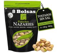 PISTACHOS NAZARIES Pistachos Tostados Sin Sal 8 x 120 g Pistacho Español Cultivo Propio Andalucia Malaga Snack Saludable Fitness Sin Gluten Frutos Secos Aperitivo Individual Para Llevar Gym Oficina