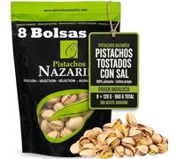 PISTACHOS NAZARIES Tostados con Sal Pack Familiar 8x120g Cultivados en España Sin Aceites Añadidos Cosecha Andaluza Snack Aperitivo Frutos Secos Españoles Origen Granada Malaga 8 Bolsas 960g Picoteo