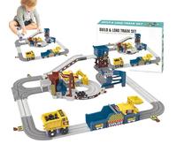 Pistas de carreras de construcción - Pista de coches de juguete flexible para carreras | Juego de vehículos de cantera, Kit de coches de carreras plegable, construye tu propio juego de rutas