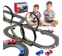 Pistas de carreras eléctricas Set de circuito de coches de slot para niños de 6-7 8-12 años, pista de carreras eléctrica a batería para niños, Racing Game 2 coches de carreras de alta velocidad escala
