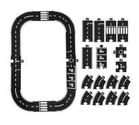Pistas, Pistas flexibles para automóviles para niños, Pista de rompecabezas modular impermeable indestructible, Juego de circuitos de autopista flexible de juguete para interiores y exteriores (16 pi