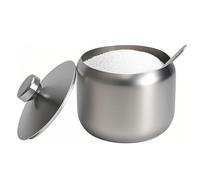 PISTISJACK Dispensador de azúcar 400 ml, acero inoxidable 304, azucarero con cuchara, azucarero con tapa, para mostrador, café, restaurante, cocina (redondo)