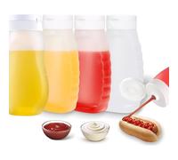 PISTISJACK Paquete de 4 botellas exprimibles de 300 ml, botellas de plástico para salsa exprimible con tapa, botella dispensadora de condimentos para salsa, barbacoa, aderezo de ensalada, aceite