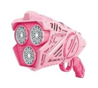 Pistola automática de burbujas con diseño de 3 ventiladores, rosa y verde, plástico, a partir de 3 años, funciona con pilas, juego al aire libre (rosa)