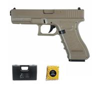 Pistola CM.030 G8 Tan eléctrica (6mm) | Arma Corta de Airsoft Tipo Glock 18 semiautomática + maletín y Bolas