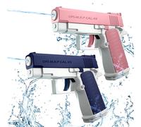 Pistola de Agua 2 Piezas Pistolas Agua Niños Alcance 10 Metros para Piscinas, Playas y Jardines Verano al Aire Libre Juegos de Agua (Azul+Rosa)