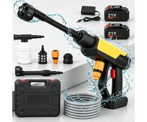 Pistola de Agua a Presión Inalámbrica de 70 Bares, Lavadora de Autos a Presión, Compatible con Batería Makita de 21V With 2 Battery