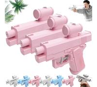Pistola de agua bidireccional de broma, 3 pistolas de agua de broma desde la parte delantera y trasera, juguete divertido de broma de oficina y escuela 2025 (sólido, rosa X3)