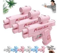 Pistola de agua bidireccional de broma, 3 pistolas de agua de broma desde la parte delantera y trasera, juguete divertido de broma para oficina y escuela 2025 (pistola de broma, rosa X3)