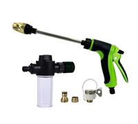 Pistola de agua de alta presión con boquilla giratoria de 360°, para spray de liberación instantánea para lavado de automóviles y limpieza de jardín, construcción ABS con adaptador (verde)