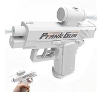 Pistola de Agua de Broma, Pistola de Agua Bidireccional Compulsiva Inversa, Divertida y Original, Doble Boquilla para Sorpresas, Juguete Divertido para Fiestas y Diversión de Verano (Blanco)