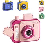 Pistola de agua de doble paso, pistola de agua para disparar hacia adelante y hacia atrás, pistola pulverizadora de agua, de plástico, mini cámara, juguete de cuerda para fiestas, playa, piscina (rosa