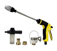 Pistola de agua de limpieza de coche y jardín con potente presión de agua, construcción galvanizada y liberación de agua (amarillo)