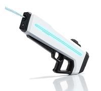 Pistola De Agua De Pulso Eléctrico, Llenado Automático De Agua con Un Solo Botón, Alcance De 10 Metros, 7 Tipos De Efectos De Iluminación Led (White)