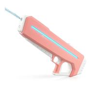 Pistola De Agua De Pulso Eléctrico, Llenado Automático De Agua con Un Solo Botón, Alcance De 10 Metros, 7 Tipos De Efectos De Iluminación Led (Pink)