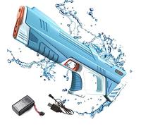 Pistola de Agua Eléctrica Niños Adultos, Alta Capacidad, Un Button Juguete de Piscina de Playa al aire libre de verano de tiro de Blaster de agua, Juguetes de Combate en el Agua-Bleu