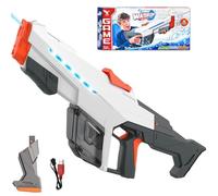 Pistola de agua eléctrica, pistola de agua automática con absorción de agua, capacidad de 610 cc, pistola de agua de doble modo de disparo, alcance de hasta 32-45 pies, juguetes de agua de verano para