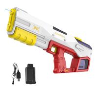 Pistola de Agua Eléctrica, Pistola de Agua Potente con 8M Alcance, 2 Modos de Disparo, Absorción Automática, Capacidad de 450ML, Juguete Acuático para Fiestas de Verano para Niños y Adultos (Rojo)