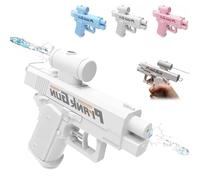 Pistola de agua Prank de dos vías, pistola de agua inversa para luchas creativas, juguete de batalla de truco divertido, spray de frente y espalda (blanco)