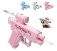 Pistola de agua Prank de dos vías, pistola de agua inversa para luchas creativas, juguete divertido de batalla de truco, spray de frente y espalda (rosa)