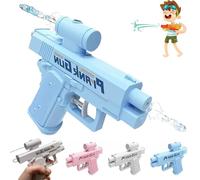 Pistola de agua Prank de dos vías, pistola de agua inversa para luchas creativas, juguete divertido de batalla de truco, spray de parte delantera y trasera (azul)