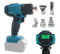 Pistola de aire caliente con batería de 18 V, 50-550°C Soplador de aire caliente con batería y pantalla LCD y 5 boquillas de acero inoxidable, temperatura ajustable y control de aire Soplador de aire