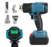Pistola de aire caliente con batería para Bosch de 18 V, 50-550 °C, con pantalla LCD y 4 boquillas de acero inoxidable, temperatura ajustable y control de aire, pistola de aire caliente para encoger