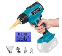 Pistola de aire caliente con batería para Makita 18 V, 550 °C, portátil, con pantalla digital, 2 temperaturas y cantidad de aire ajustable, con 4 boquillas para bricolaje, extracción, reparaciones