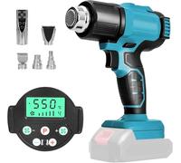 Pistola de aire caliente con batería para Makita 18 V, ventilador de aire caliente, pantalla LCD, pistola de aire caliente con 5 boquillas, 2 ajustes de temperatura, máx. 550 °C, para manualidades
