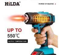 Pistola de Aire Caliente Portátil HILDA con Temperatura Ajustable y Temperatura Fija, Compatible con Batería Makita de 21V no battery AB276