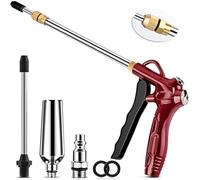 Pistola de aire de alto flujo con extensión ajustable de 8 a 14 pulgadas, pistola sopladora de boquilla de aire roja mejorada con potente boquilla Venturi y enchufe rápido estándar de 1/4 pulgadas