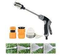 Pistola de alta presión Power Jet para manguera de jardín con boquilla de espuma, para lavado de coches, riego de mascotas, con varilla de extensión, adaptador y bidón de espuma (A)
