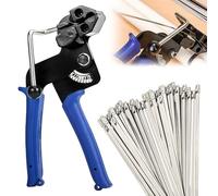 Pistola de bridas de acero inoxidable WANDGU: 100 piezas de bridas de acero inoxidable de 300 mm x 4,6 mm, herramienta de sujeción de cables para bridas de hasta 13 mm