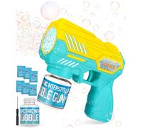 Pistola de Burbujas para Niños, Máquina Automática Silenciosa con Luces LED, 10 Agujeros, 150ml Líquido, 10000+ Pompas por Minuto, Juguete para Exterior, Fiestas, Bodas, Verano