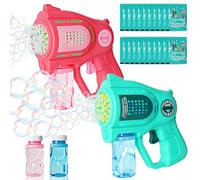 Pistola de Burbujas para Niños Máquina de Burbujas con Luces Máquina Automática de Burbujas Pistolas de Burbujas para Regalos de Fiesta Juguete de Verano Actividad al Aire Libre