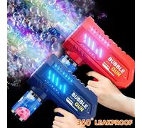 Pistola de Burbujas Totalmente Automática, Máquina de Burbujas Cohete, Soplador Automático con Líquido para Burbujas, Juguete para Niños, Playa, Aire Libre, Regalos de Burbujas RED