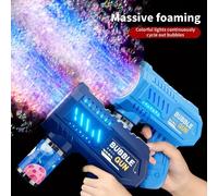 Pistola de burbujas totalmente automática, máquina de burbujas de cohete, soplador automático con juguete líquido de burbujas para niños, regalos de burbujas al aire libre para la playa blue