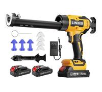 Pistola de calafateo inalámbrica compatible con Makita 18 V, aplicador eléctrico de silicona con 2 baterías para cartuchos de 300 ml, 6 velocidades ajustables, luz LED y sin goteo para sellado e