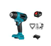 Pistola de calor eléctrica de 2000 W, secador de pelo industrial de mano con 3 boquillas, batería de 18 V, calentamiento rápido (1 batería)