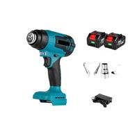 Pistola De Calor Eléctrica De 2000W, Pistola De Aire Caliente De Mano Inalámbrica Con 3 Boquillas, Secador De Pelo Industrial For El Hogar For Batería De 18V FáCil De Usar(2 Battery)