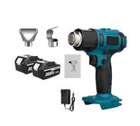 Pistola De Calor Inalámbrica 2000W For Batería 18V, Soplador Térmico Industrial, Aire Caliente Eléctrica Mano Con 2 Boquillas Calentamiento RáPido(2 Battery)