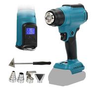 Pistola de calor inalámbrica compatible con Makita 18V, con 4 boquillas y 1 rascador, 300 W 550 °C con pantalla LED para manualidades, tubos termorretráctiles, resina y decoración (azul para Makita)